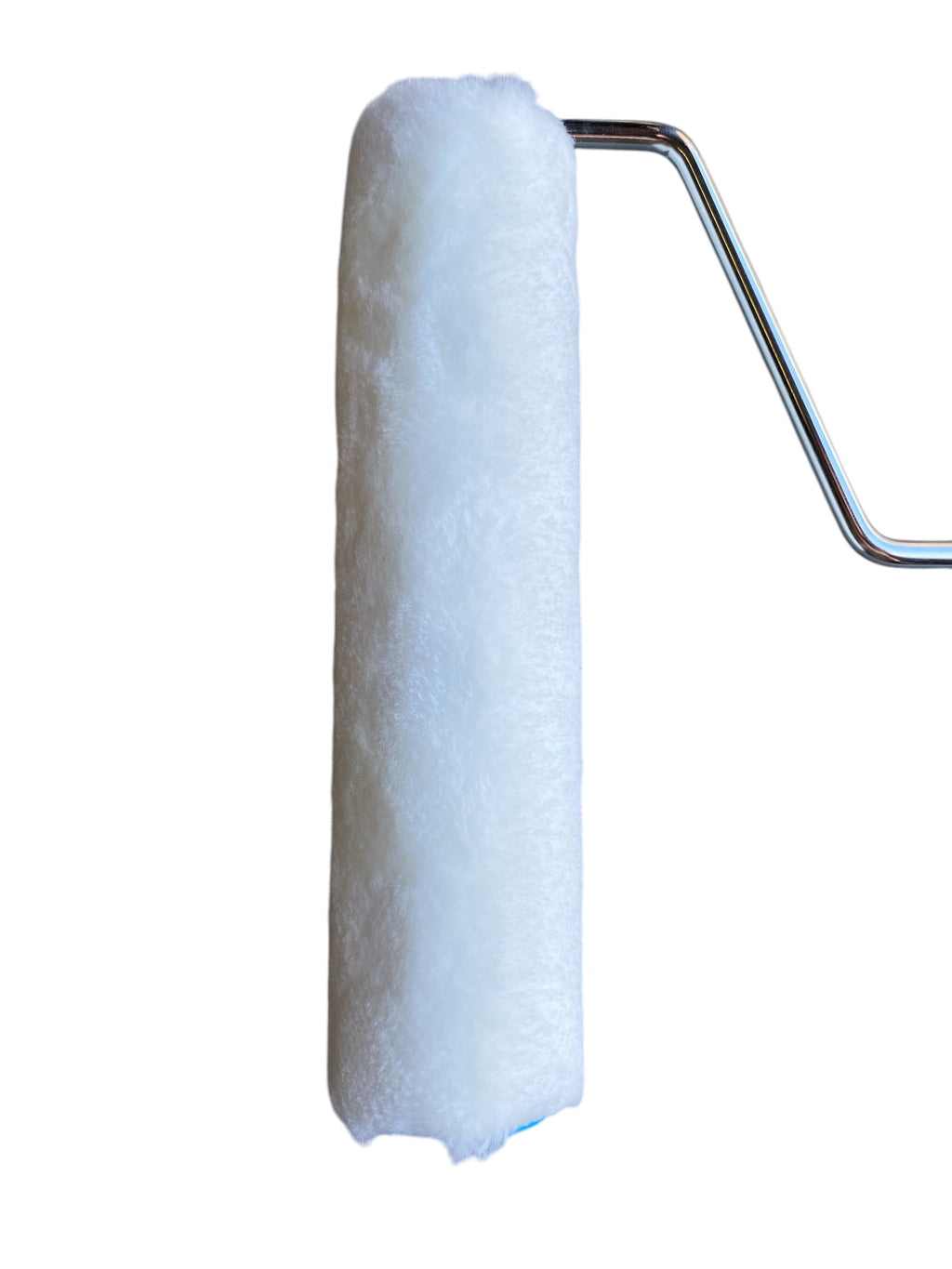 Paint roller with white roller sleeve on a white background