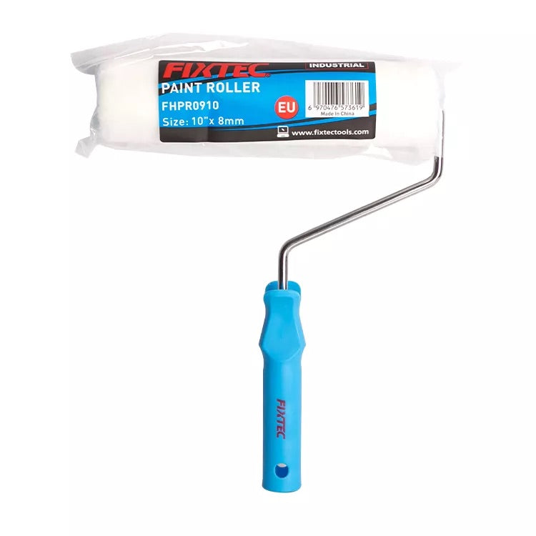 Fixtec paint roller with blue handle on a white background