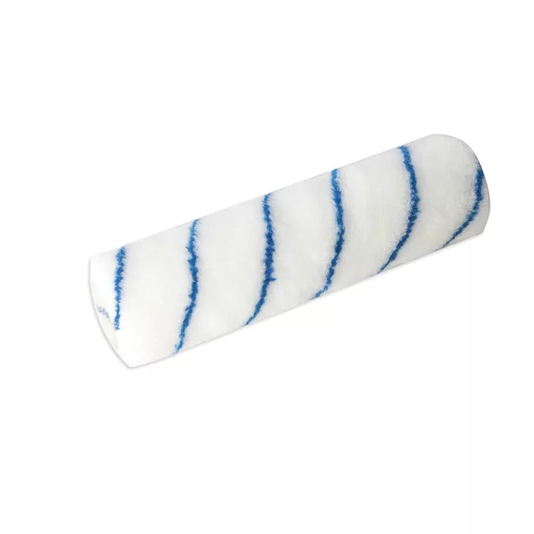 Roller with white and blue stripes on a white background