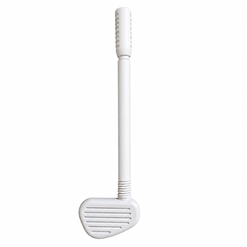 White plastic golf club head on a white background