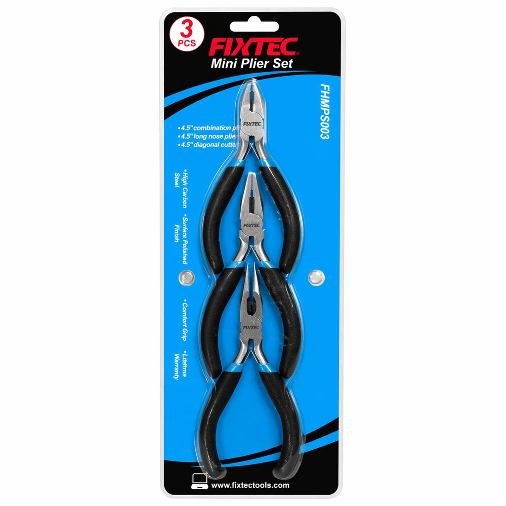 Fixtec 3 Piece 4.5" Mini Pliers Set