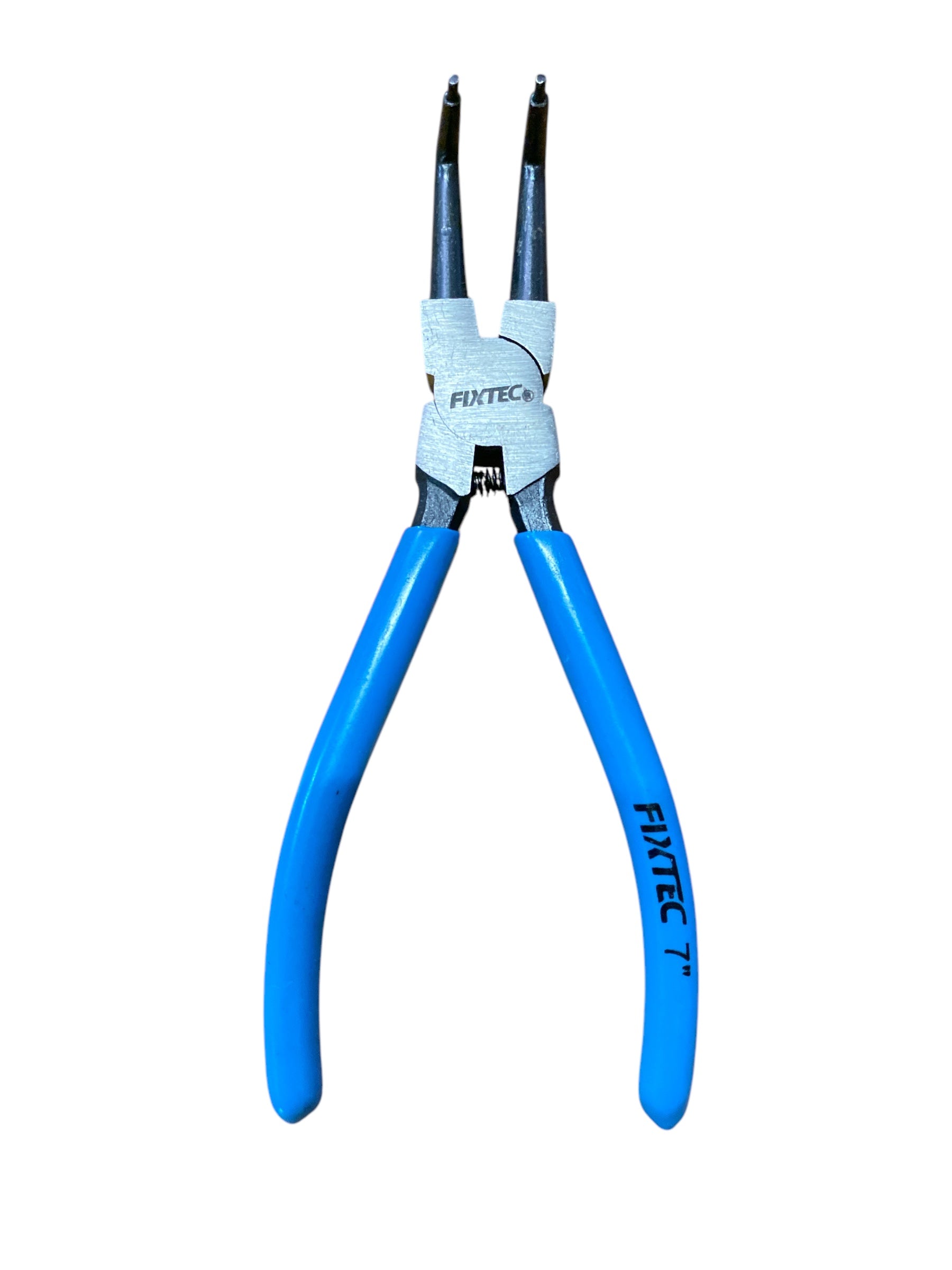 Pair of blue pliers with 'FXT Tec' branding on a white background