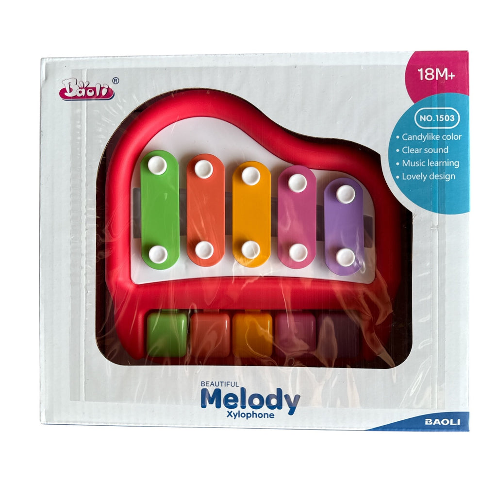 Colorful xylophone toy in packaging with BAOLI branding