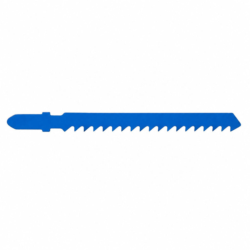 Blue jigsaw blade on a white background