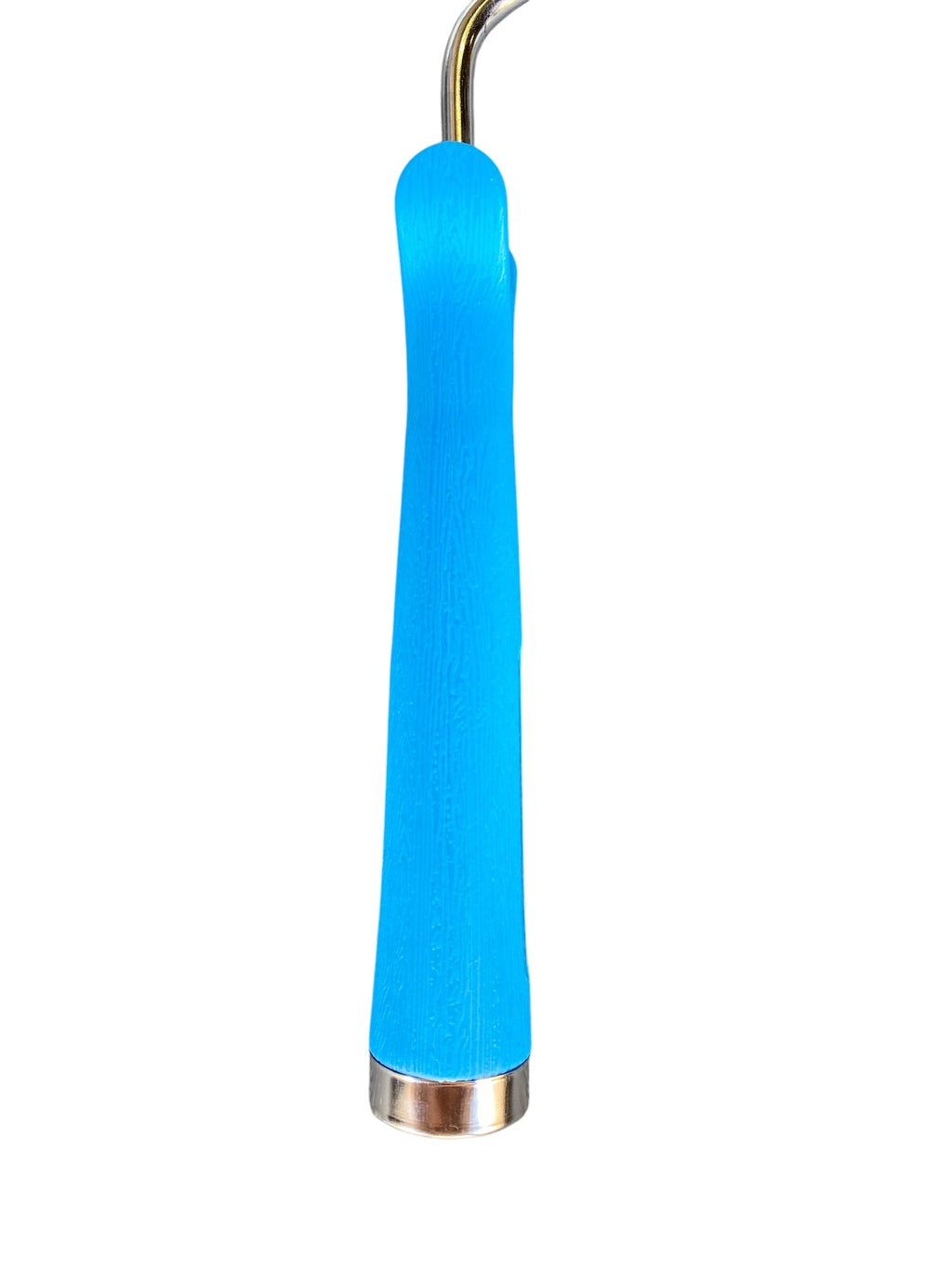 Blue handle with gold accent on a white background