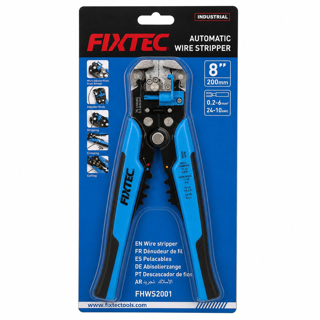 FIXTEC automatic wire stripper packaging on a white background