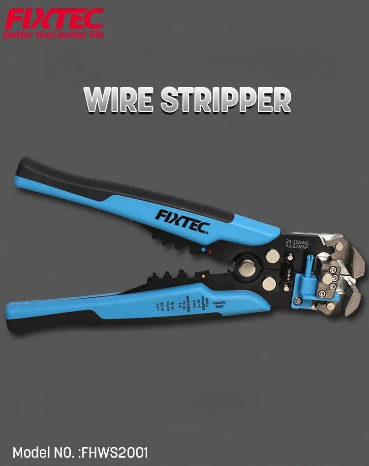 FIXTEC wire stripper tool on a gray background