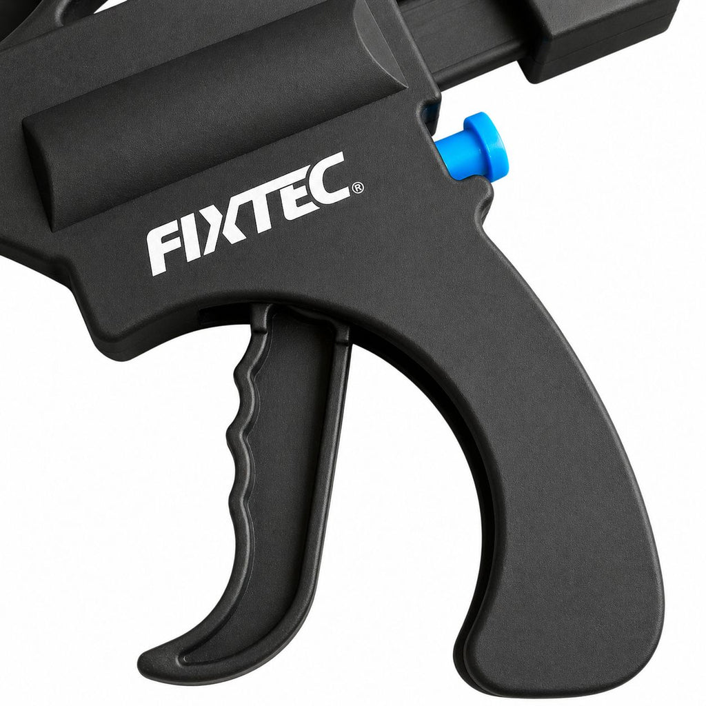Black clamping tool with 'FIXTEC' branding on a white background