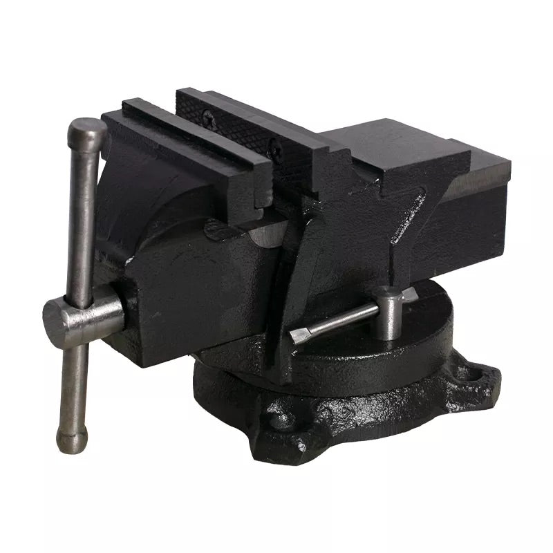Black metal vise on a white background