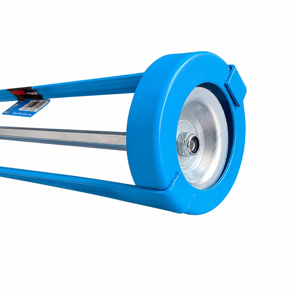 Blue wheel with metal rim on a white background