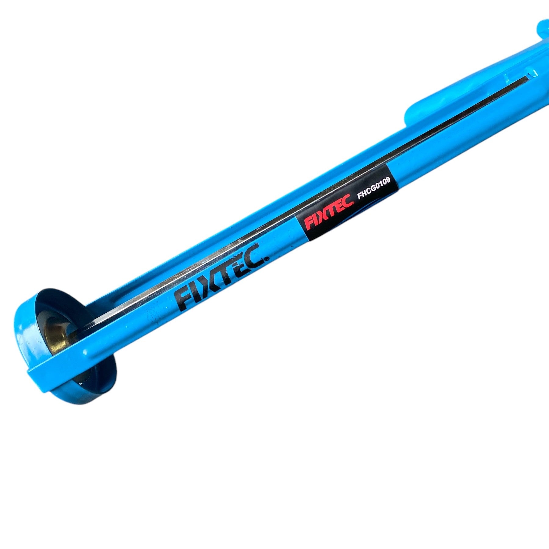 Blue metal rod with 'FIXTEC' branding on a white background