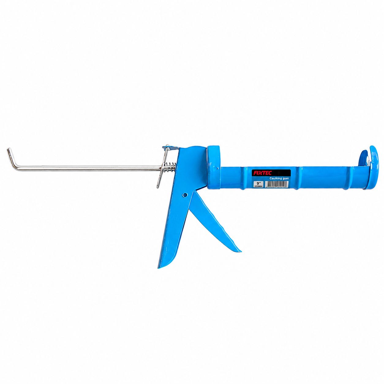 Blue caulking gun on a white background