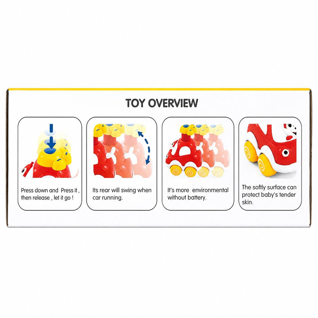 Toy overview card with illustrations and text on a white background