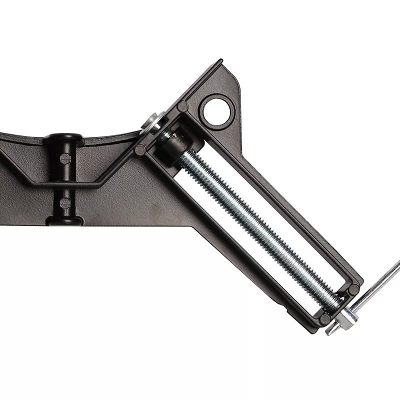 Close-up of a metal lever mechanism on a white background