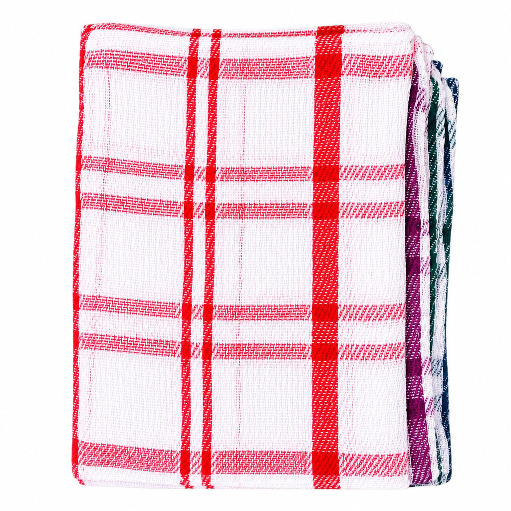 Red and white checkered towel on a white background