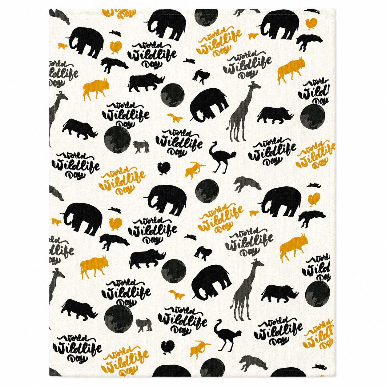 Pattern of animals and 'World Wildlife Day' text on a white background
