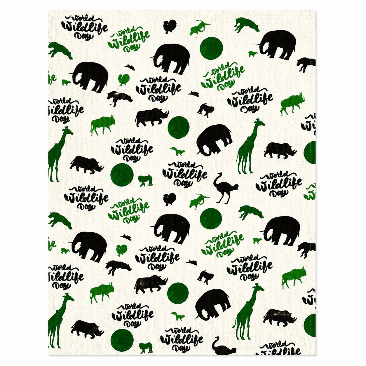 Pattern of animals and 'World Wildlife Day' text on a white background