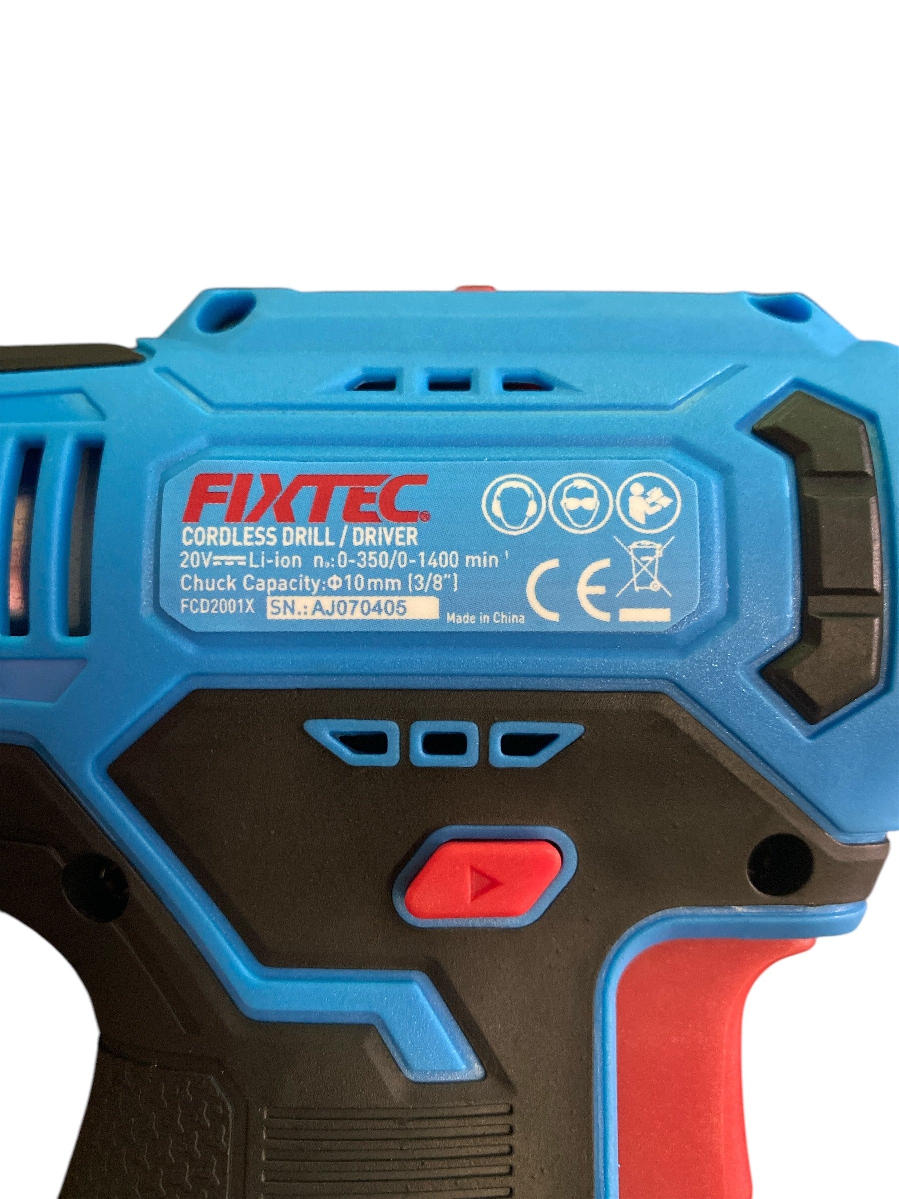 Fixtec cordless drill driver on a white background