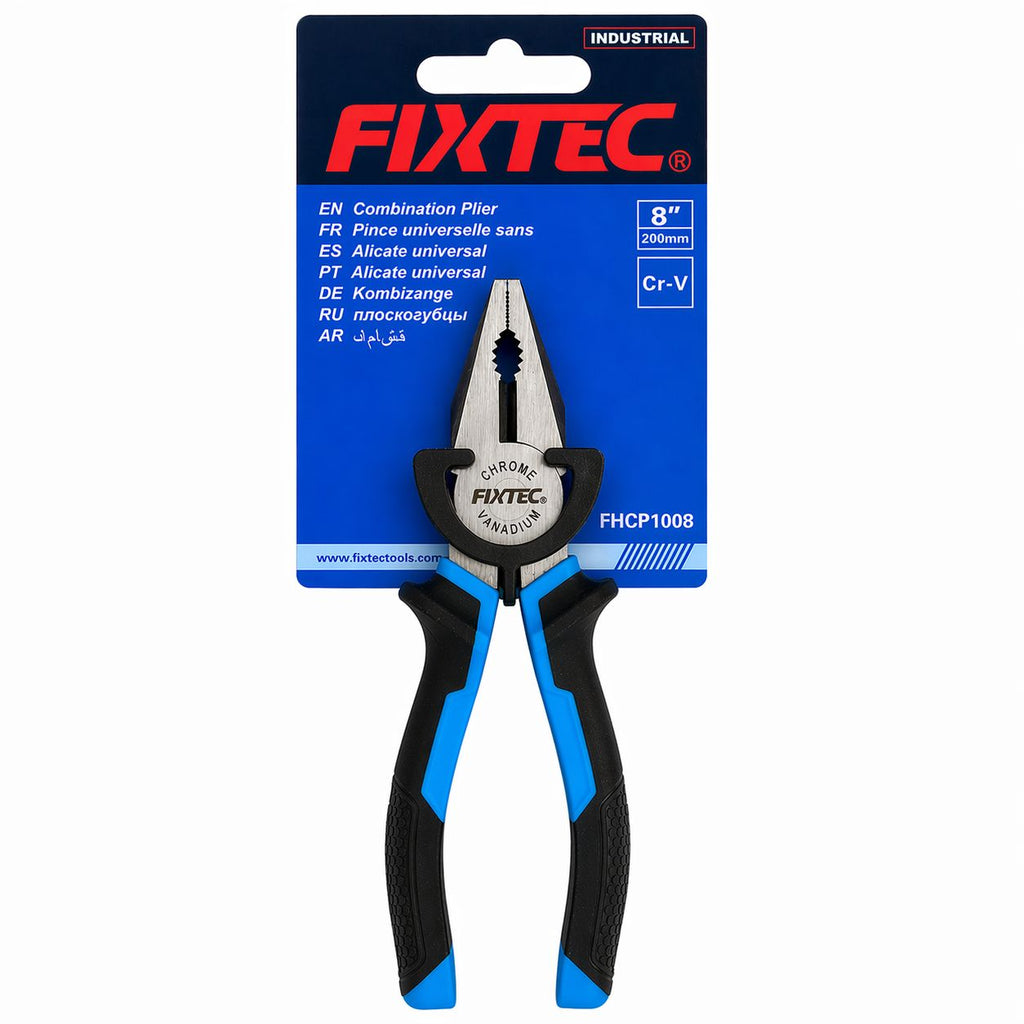 FIXTEC combination pliers on a blue packaging background