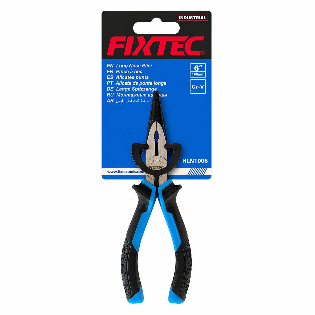 FIXTEC long nose pliers on a white background with packaging