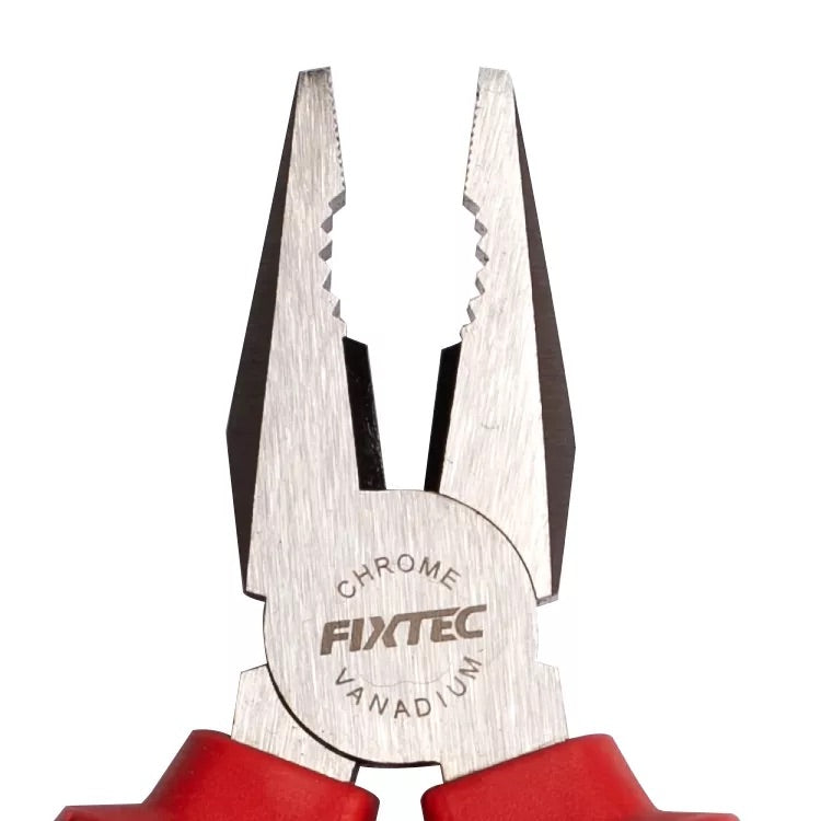 Pair of pliers with red handles and 'Fixtec' branding on a white background