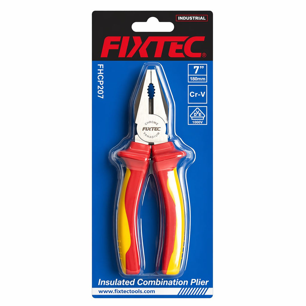 FIXTEC insulated combination plier packaging on a white background