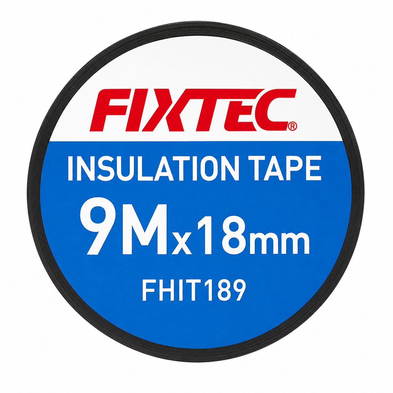 FIXTEC insulation tape packaging with dimensions on a white background