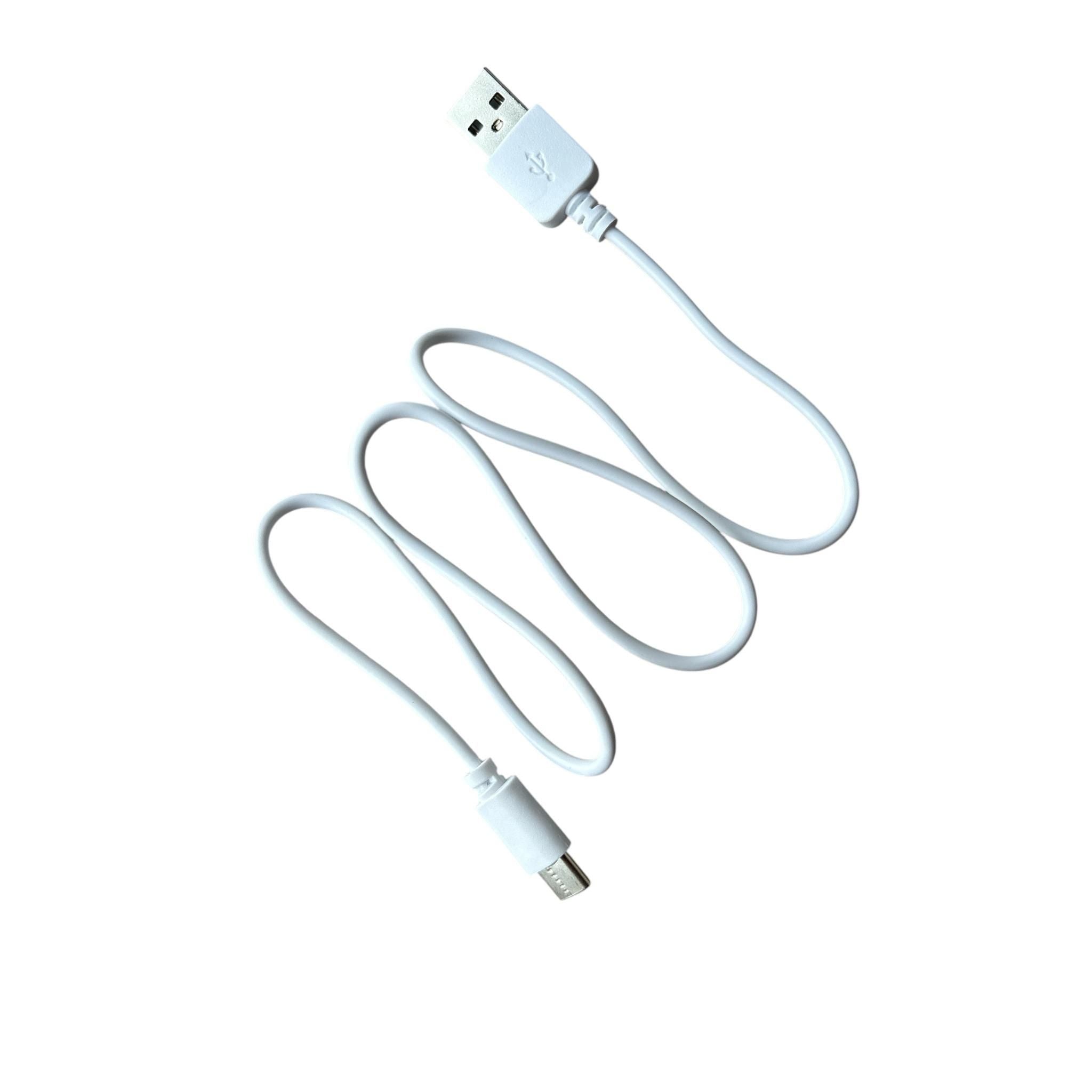 White USB cable on a white background