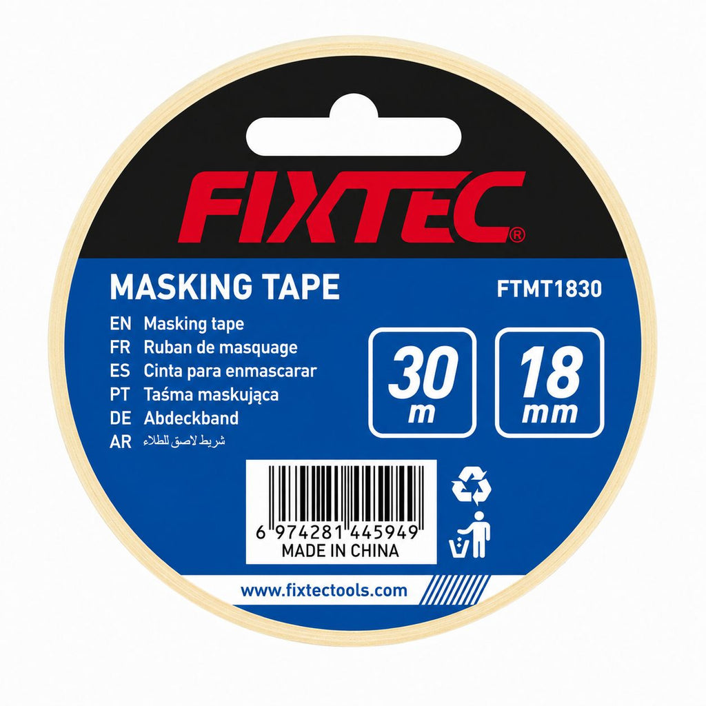 Fixtec masking tape with label on a white background