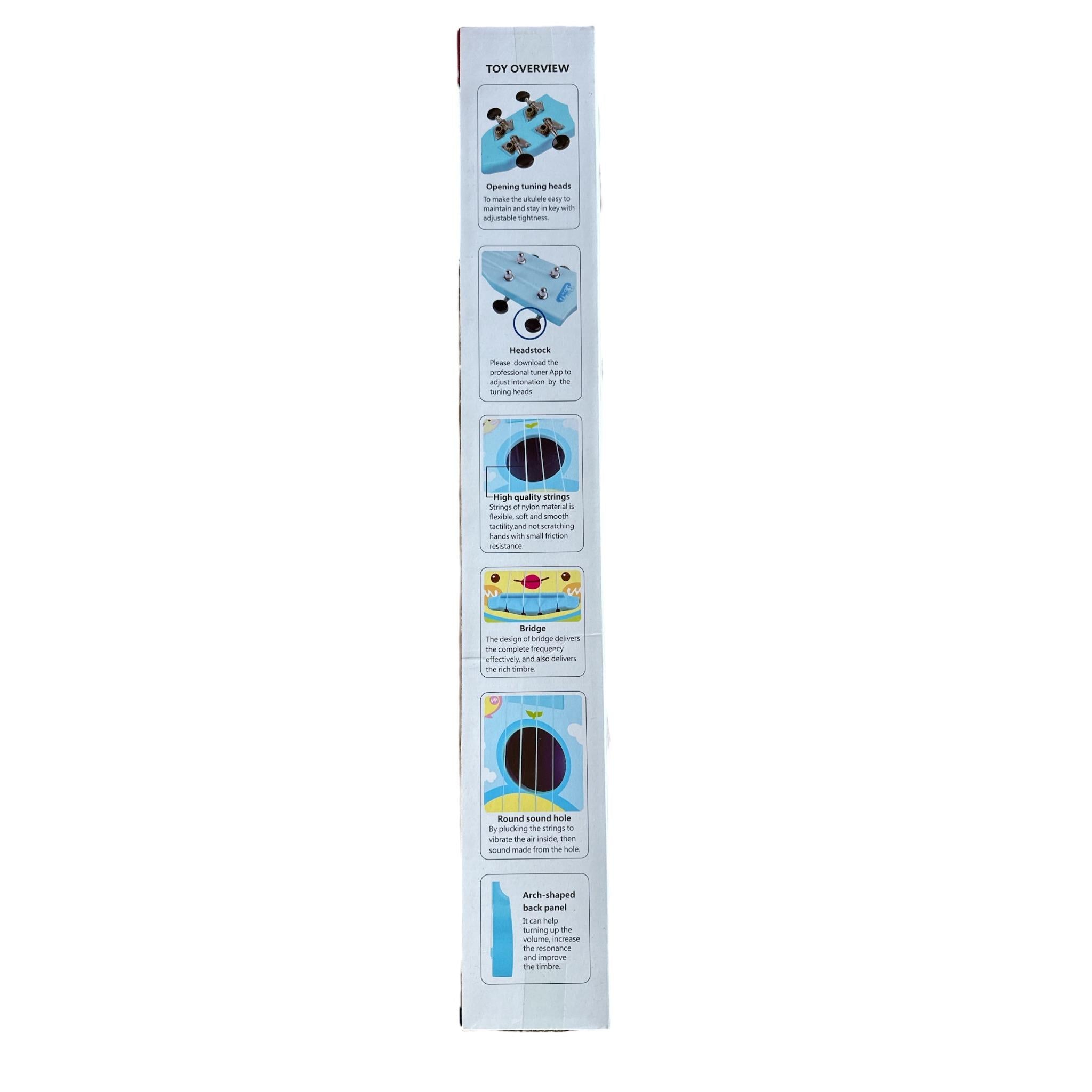 Toy packaging with illustrations and text on a white background