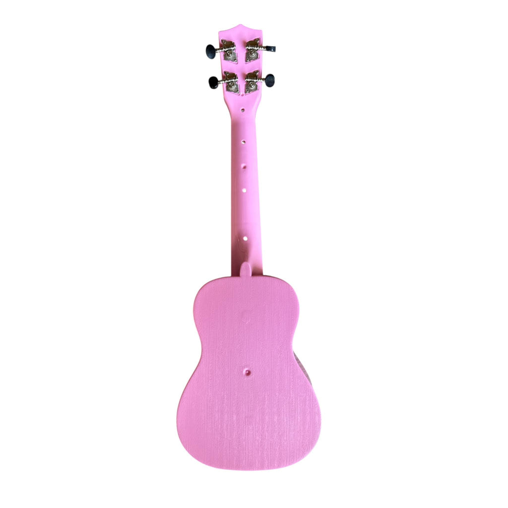Pink ukulele on a white background