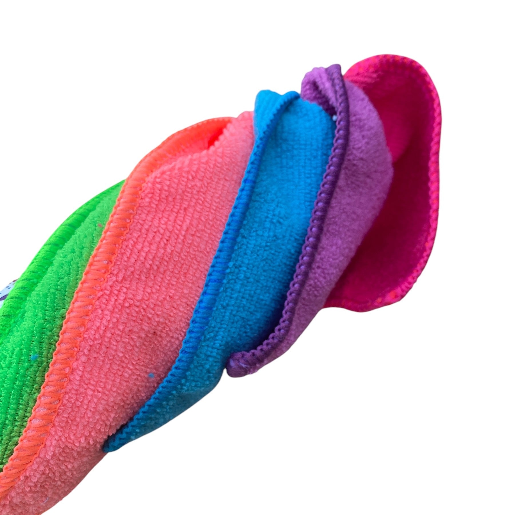 Colorful headbands stacked on a white background