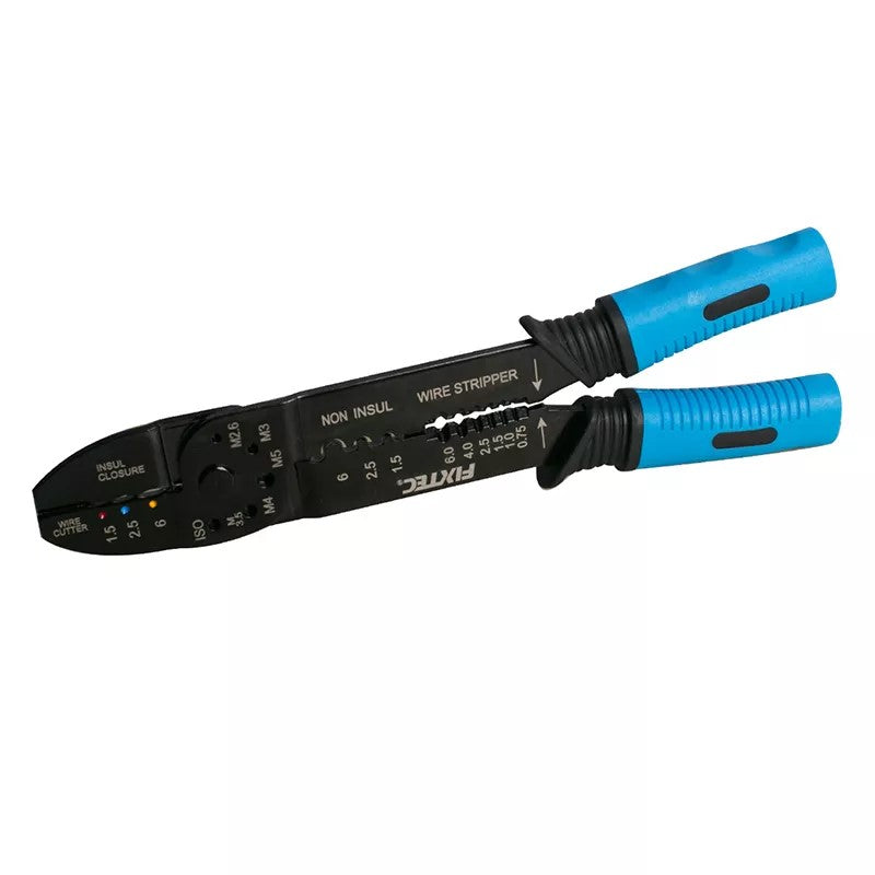 Wire stripper with blue handles on a white background