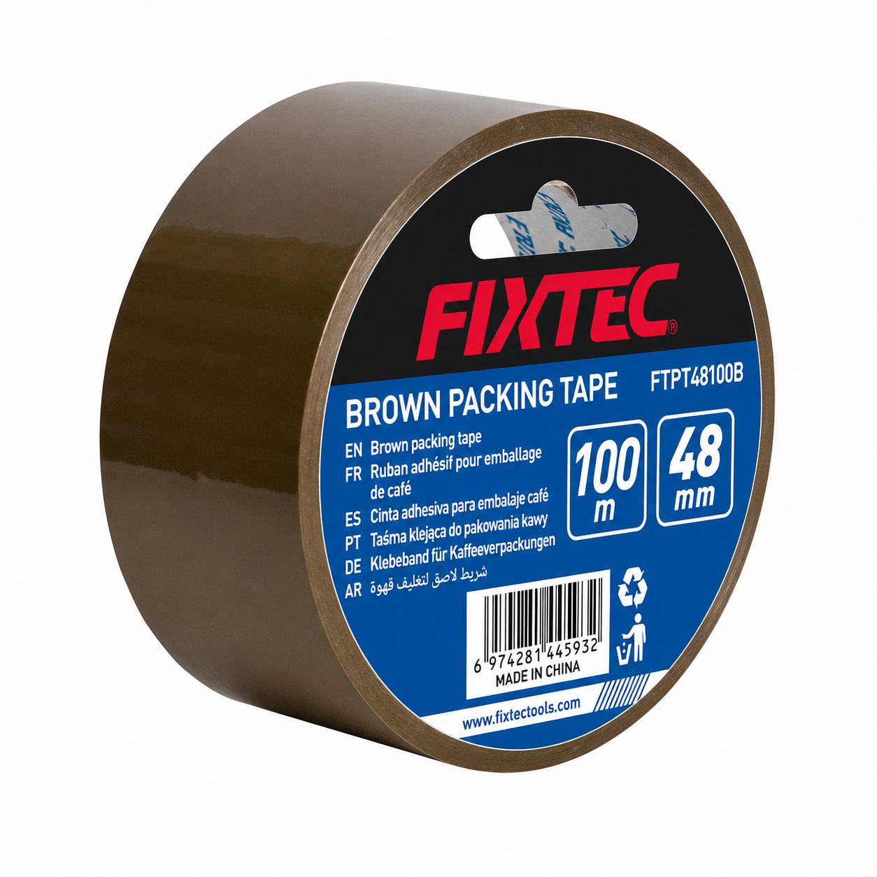 Fixtec 100m x 48mm Brown Packing Tape