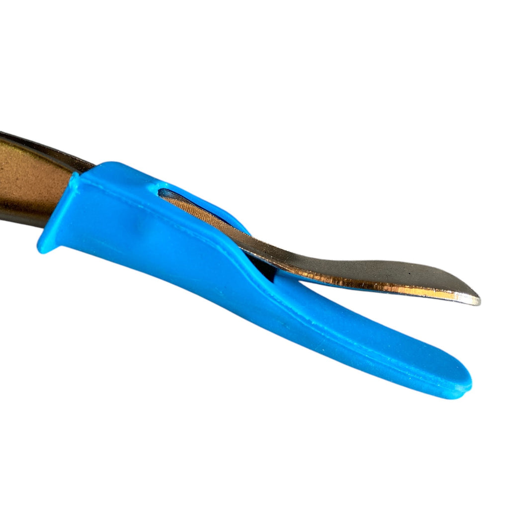 Knife with a blue sheath on a white background