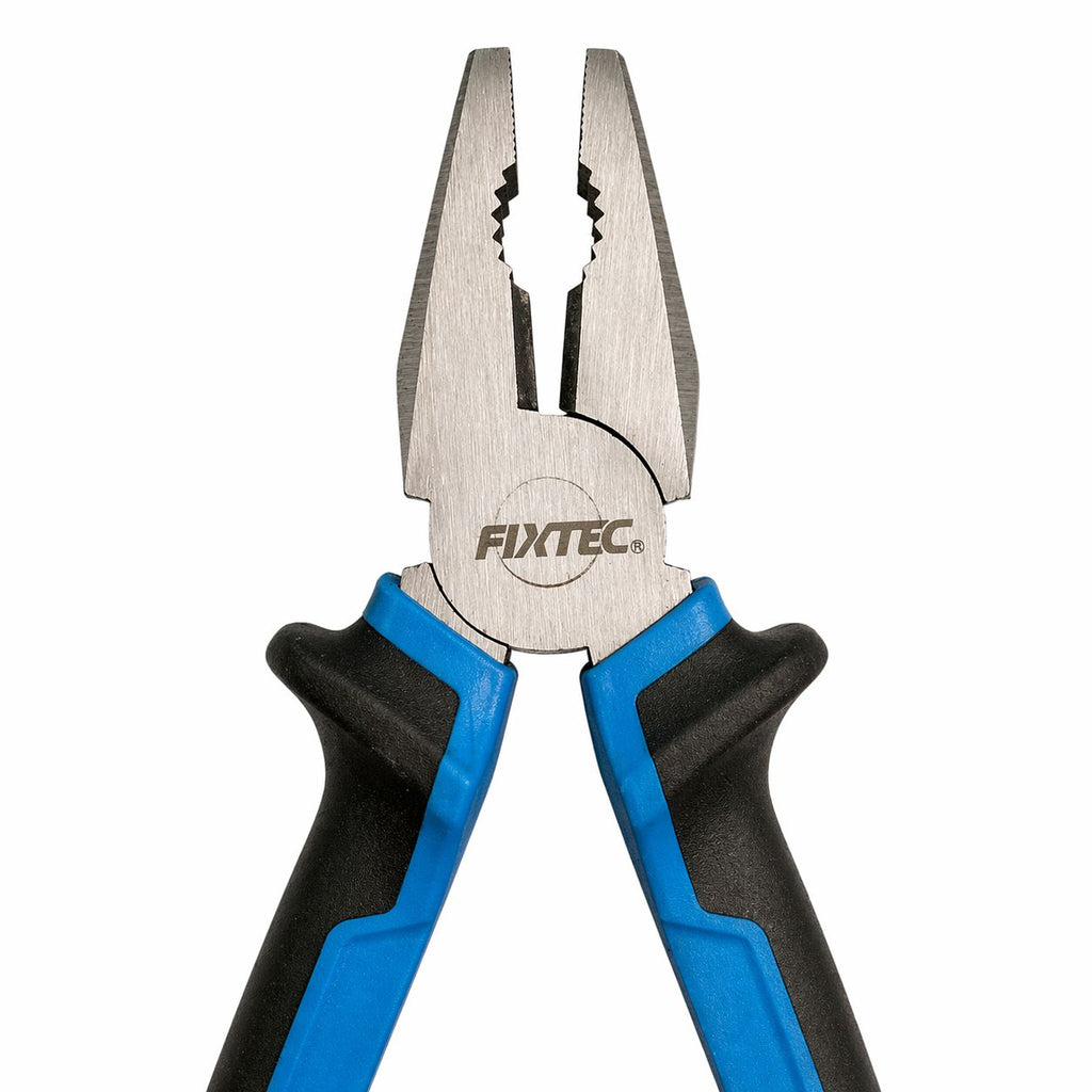Pair of pliers with blue and black handles on a white background, featuring the Fixtec brand.