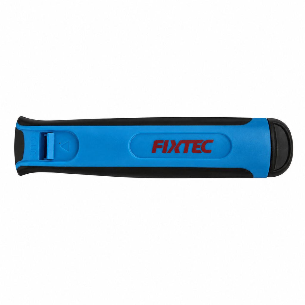 Blue and black tool handle with FIXTEC branding on a white background
