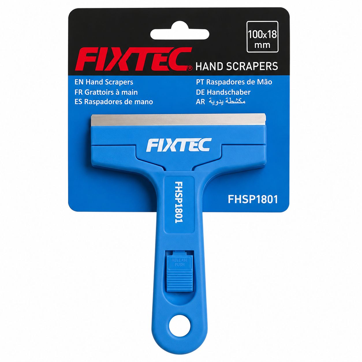 FIXTEC hand scraper with packaging on a white background