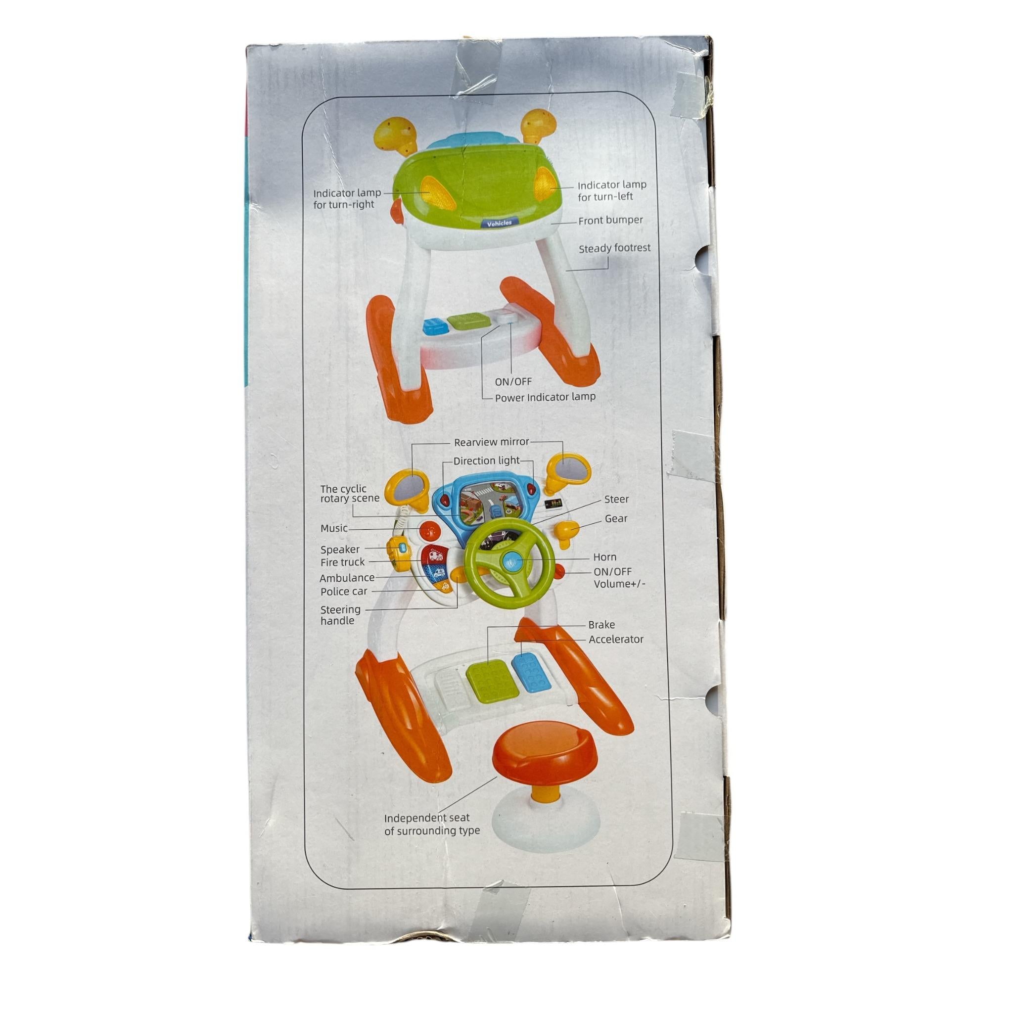 Product packaging with toy illustration and text on a white background