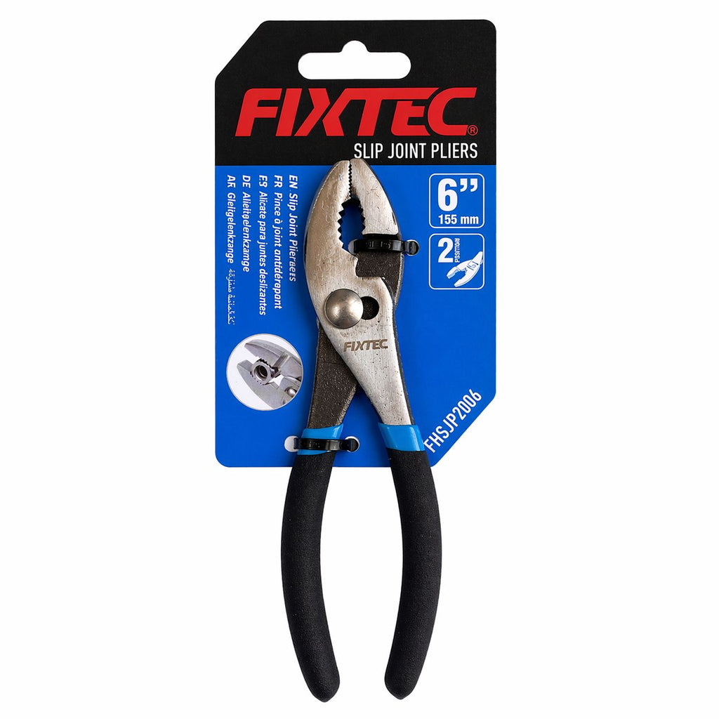 Slip joint pliers with FIXTEC packaging on a white background