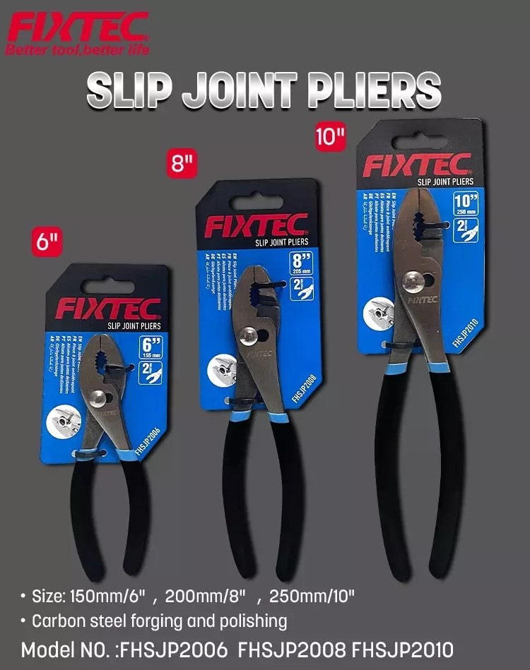 Three packages of FIXTEC slip joint pliers with sizes 6