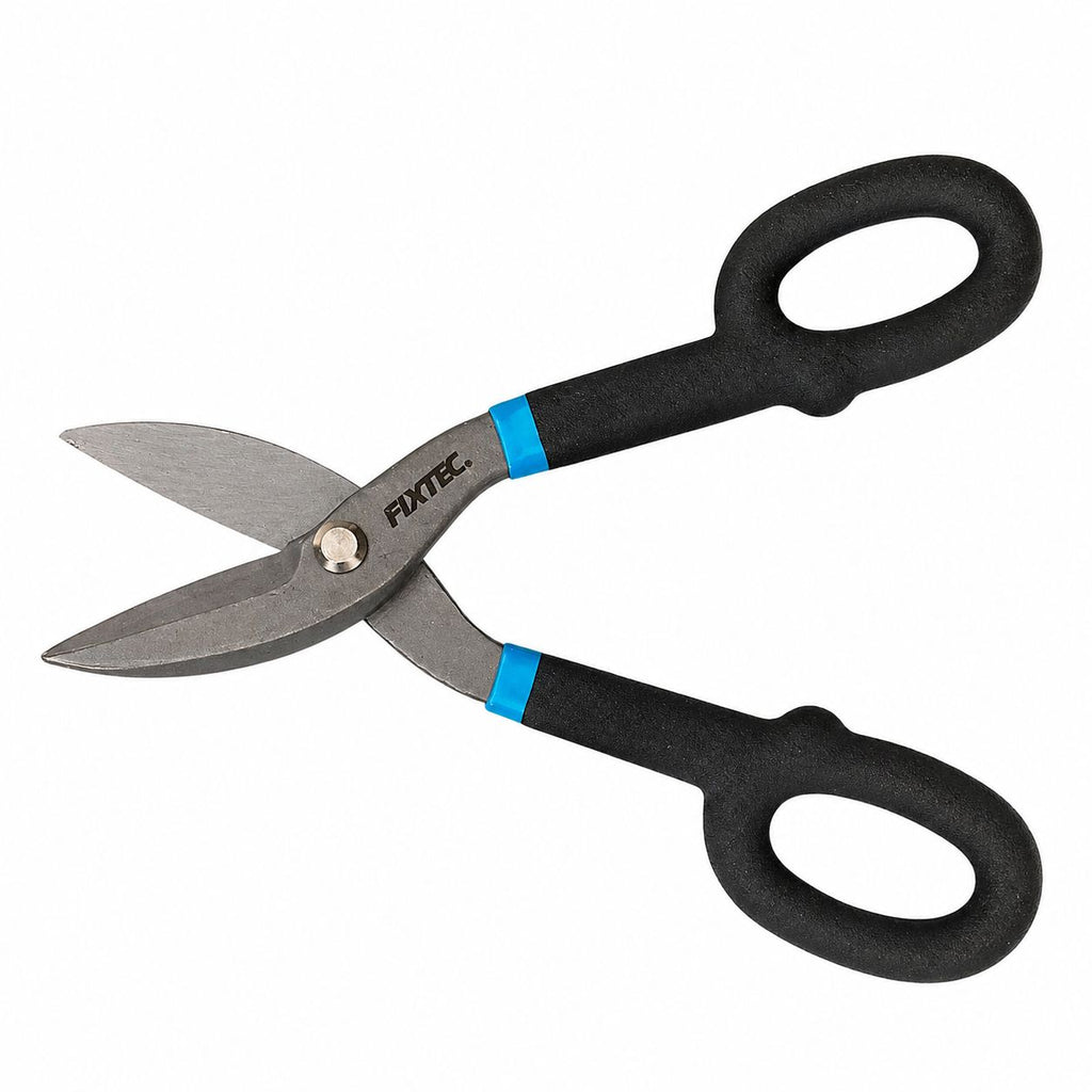 Pair of scissors with black handles and a visible brand logo on a white background