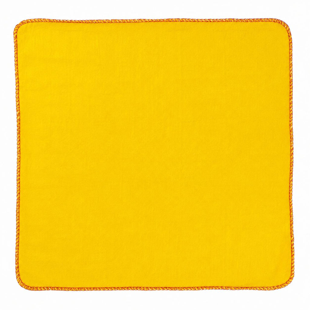 Yellow square cloth with a textured surface on a white background