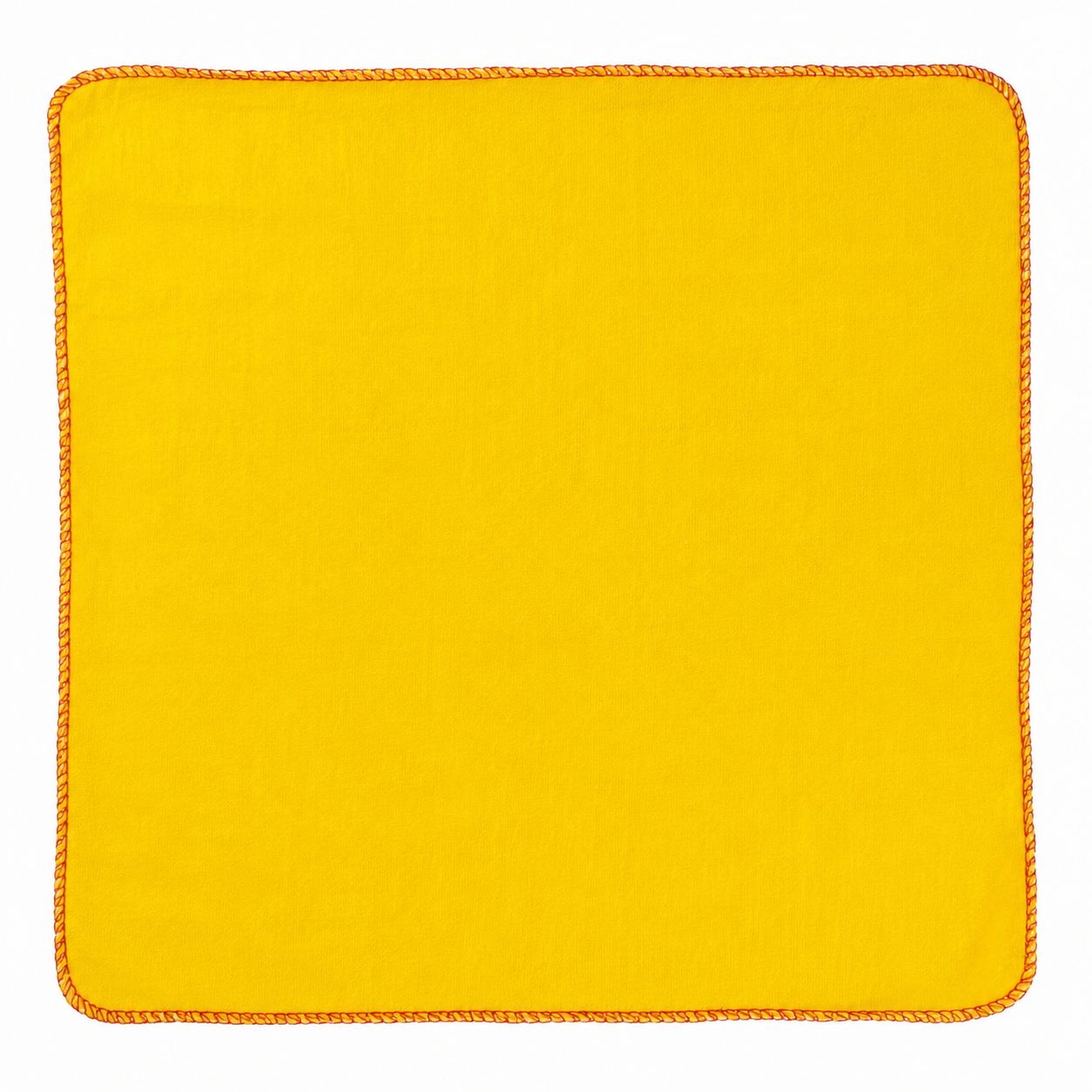 Yellow square cloth with a textured surface on a white background